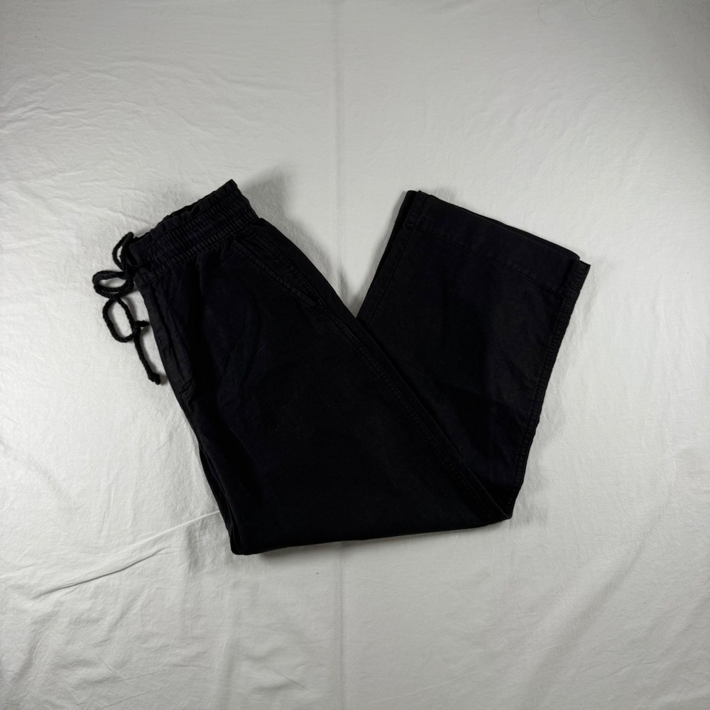Gap Women's‎ Size 2 Black Linen Blend Wide Leg Drawstring Elastic Waist Pants